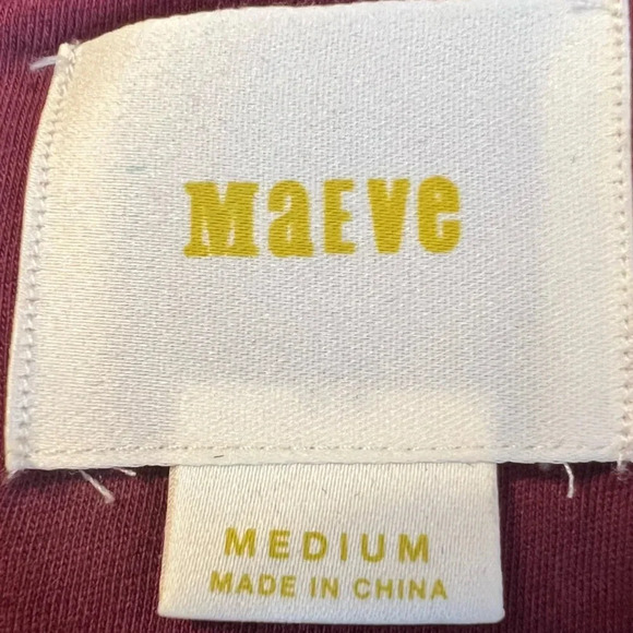 Anthropologie Maeve‎ Burgundy White Short Sleeve A-Line Mini Dress. Size Medium. - Picture 3 of 12